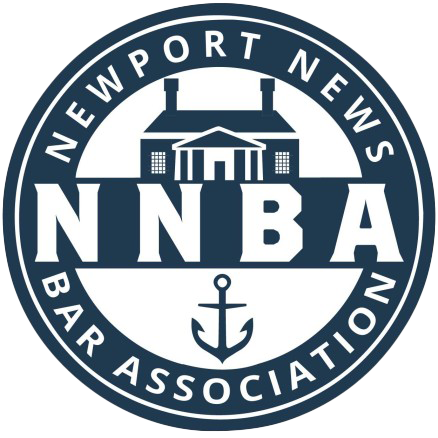 A circular logo contains a courthouse and an anchor, with the words "Newport News Bar Association" on the outside of the circle.